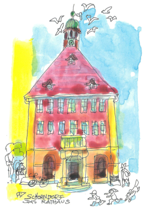 Renate Busse: Postkarte "Schorndorfer Rathaus"